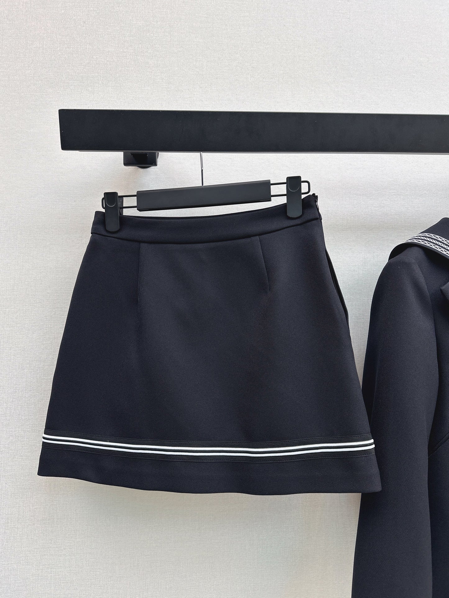 26SS NEW navy-inspired jacket+a-line skirts set