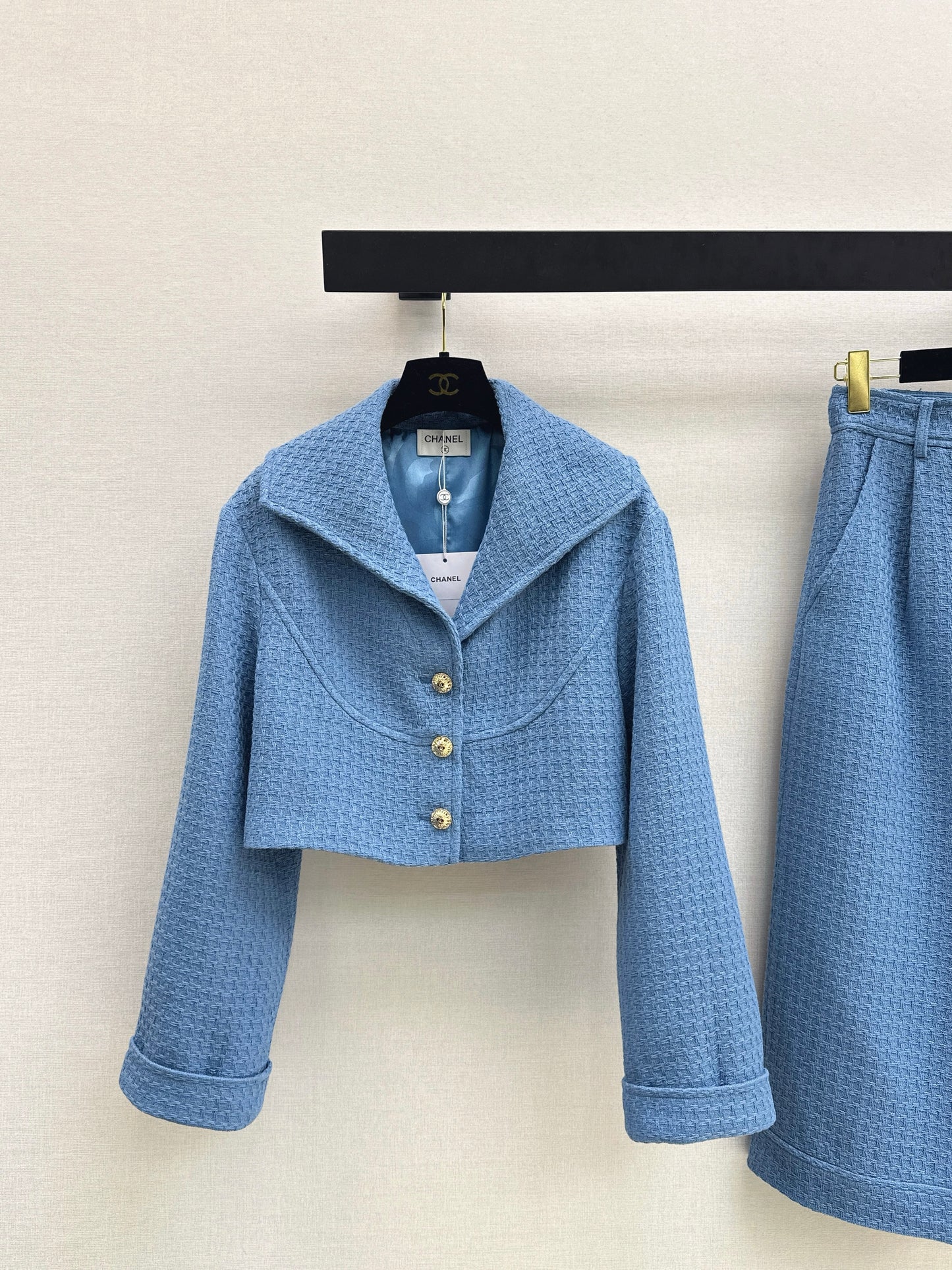 26SS NEW Short tweed jacket with lapel collar