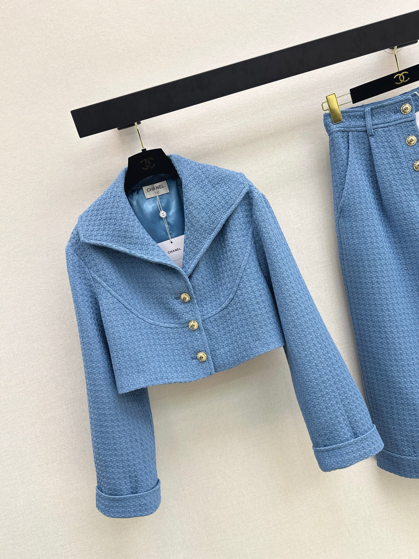 26SS NEW Short tweed jacket with lapel collar