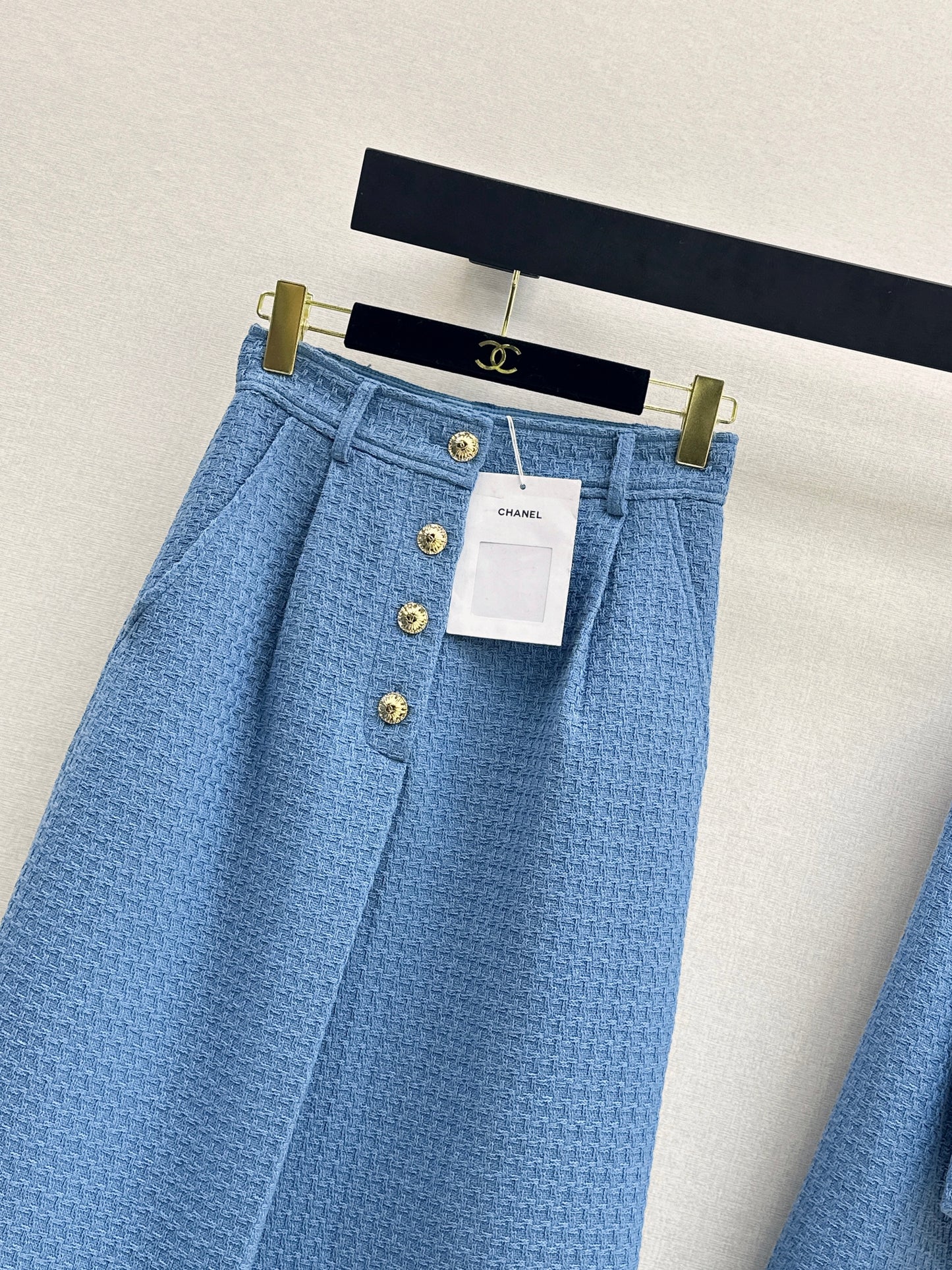 26SS NEW Blue Tweed Long Skirt