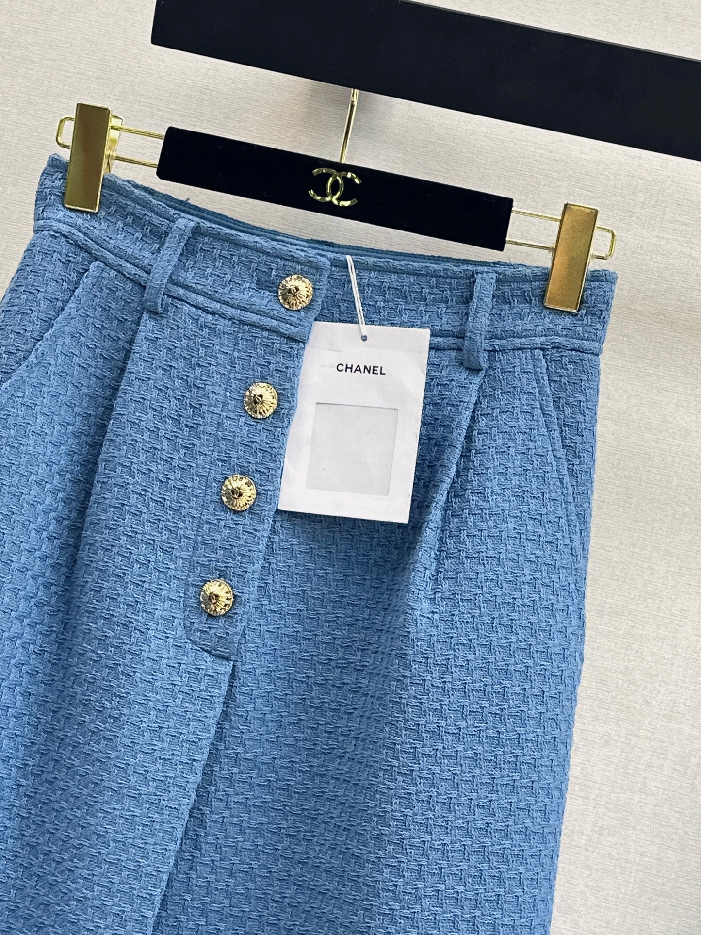 26SS NEW Blue Tweed Long Skirt