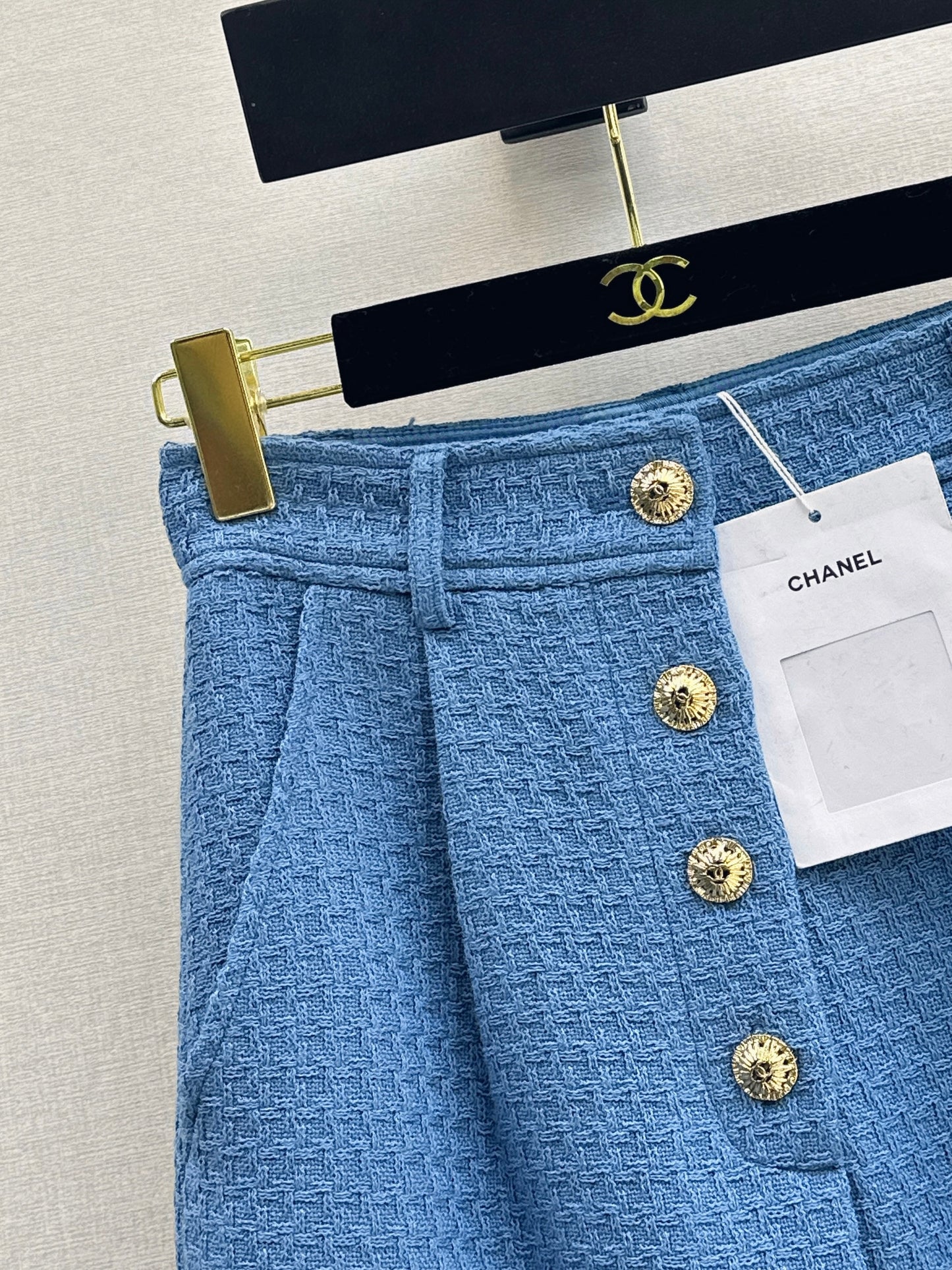 26SS NEW Blue Tweed Long Skirt