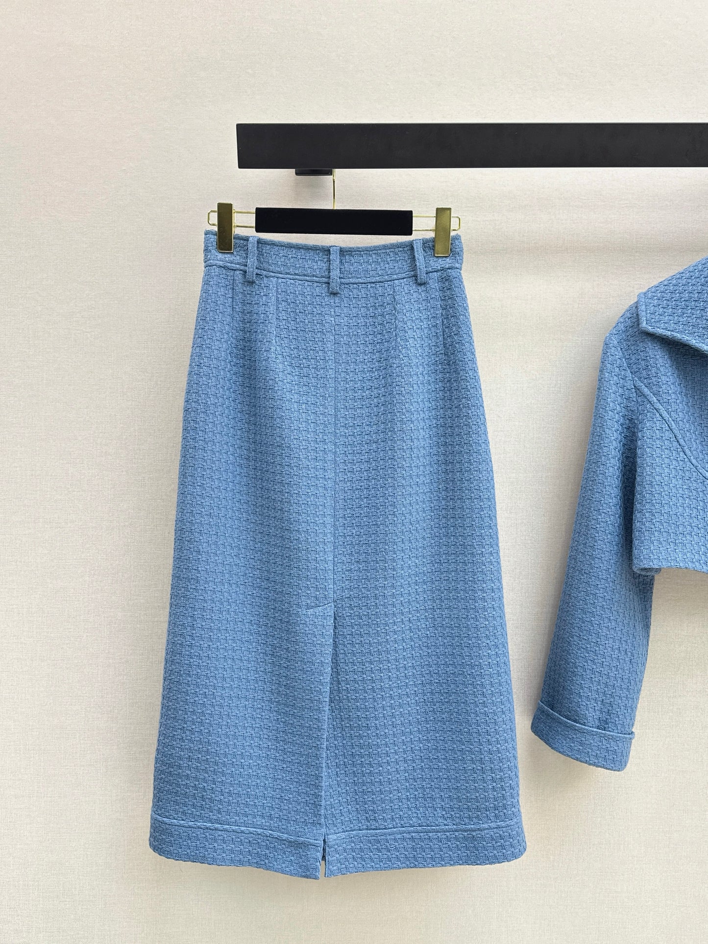 26SS NEW Blue Tweed Long Skirt