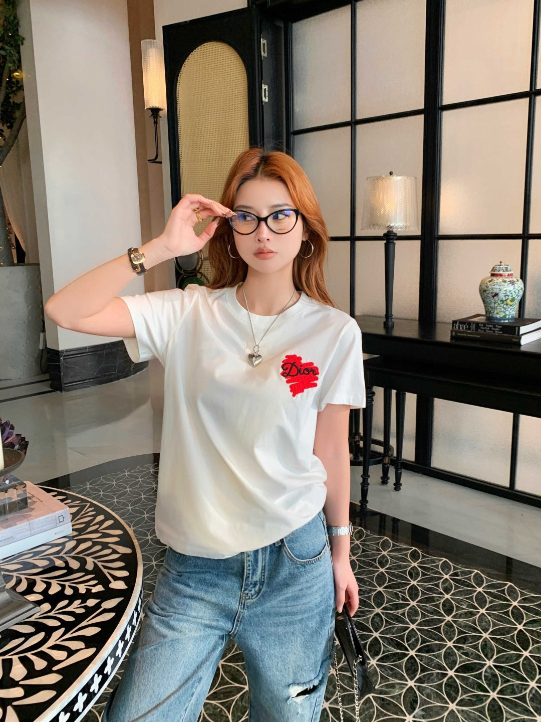 26SS NEU T-Shirts mit Herzaufdruck