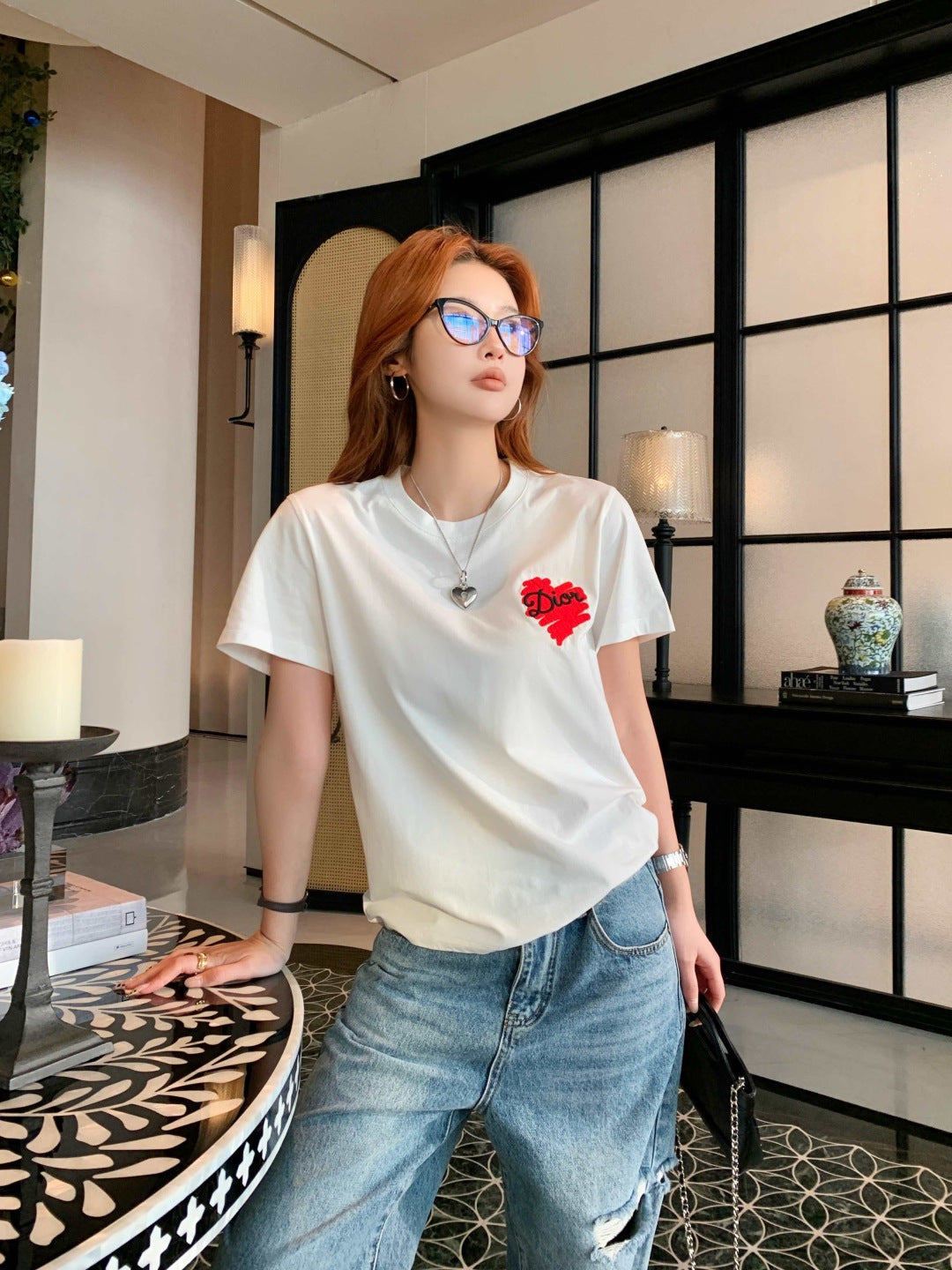 26SS NEU T-Shirts mit Herzaufdruck