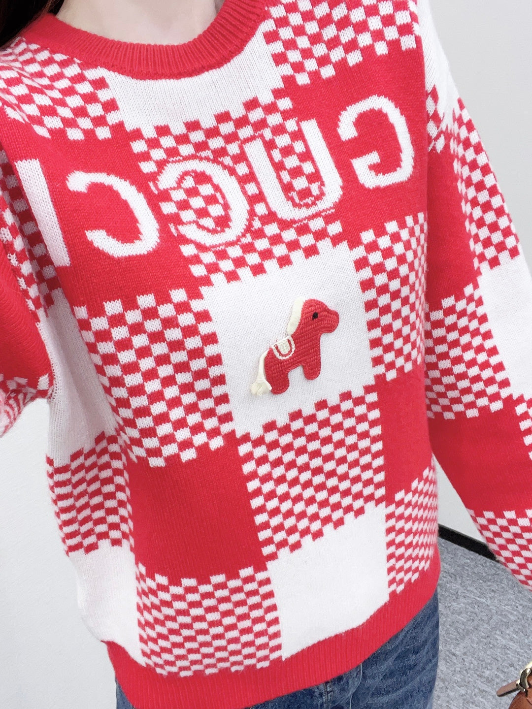 26SS NEW checkerboard knit sweater