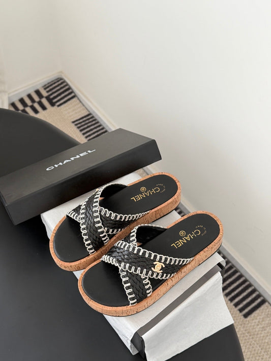 26SS NEW woven platform slides