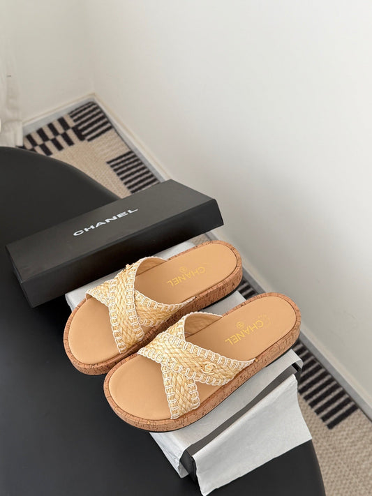26SS NEW woven platform slides