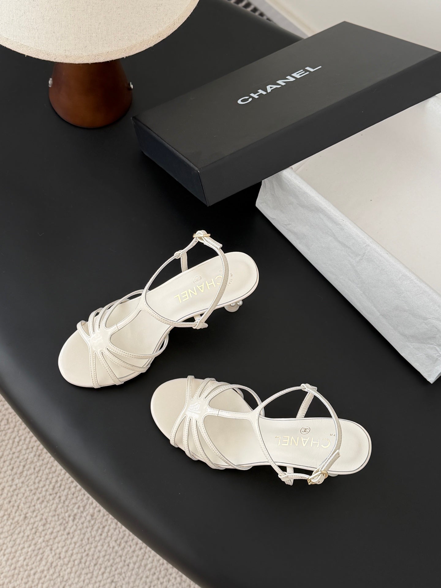 26SS NEU Perlen-Gladiator-High-Heel-Sandalen