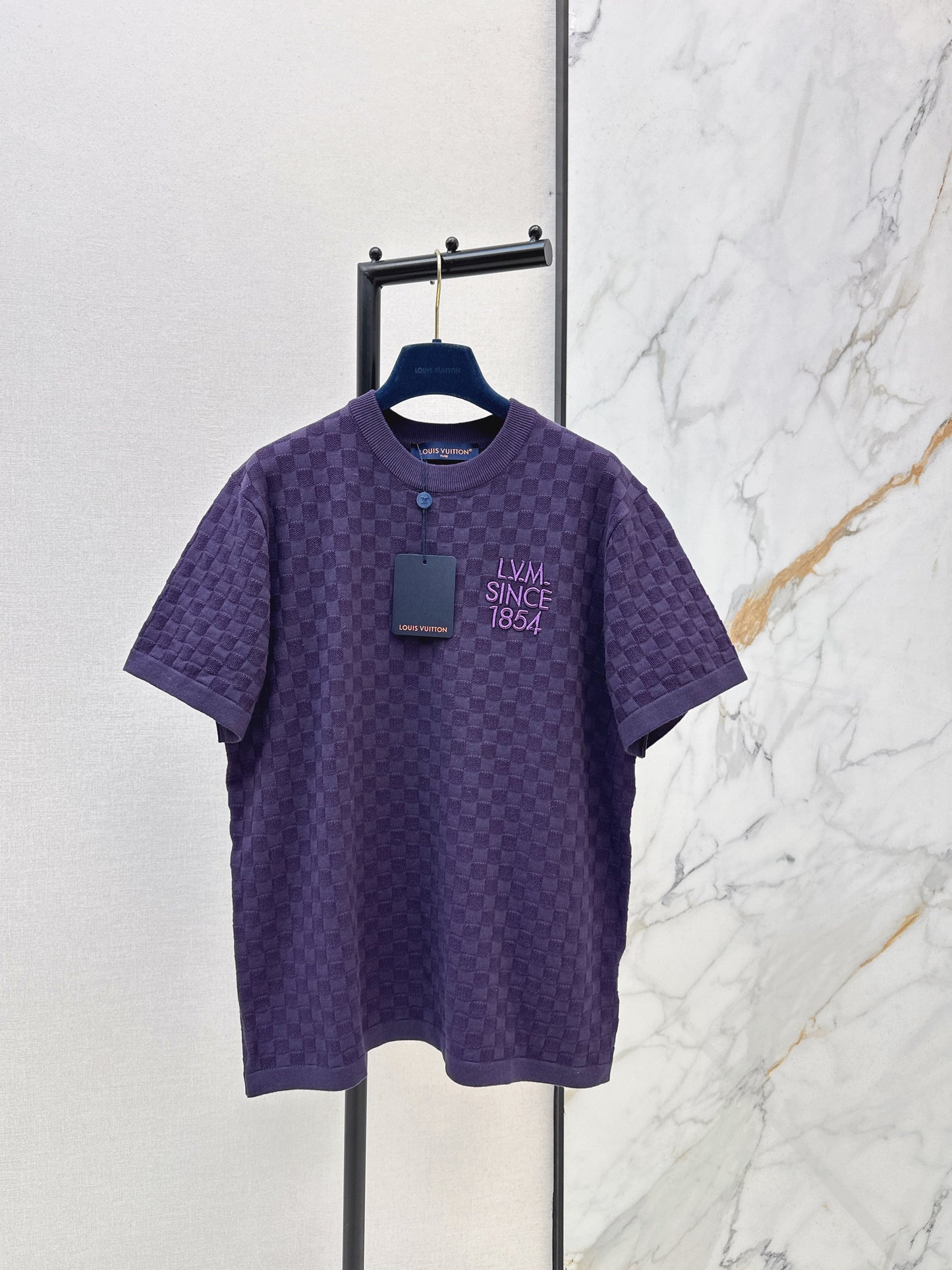 26SS NEU bestickte T-Shirts mit Karomuster