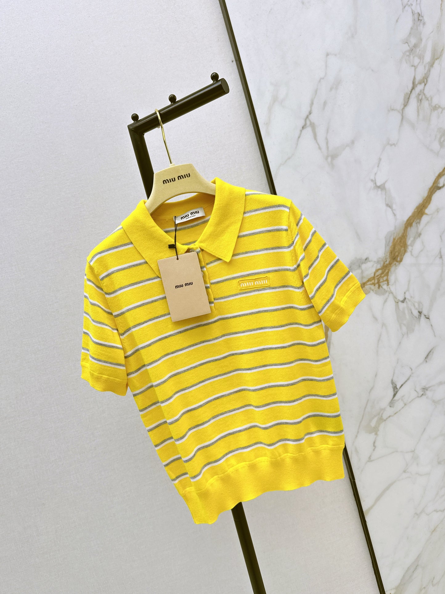 26SS NEUER gestreifter Polo-Strickpullover