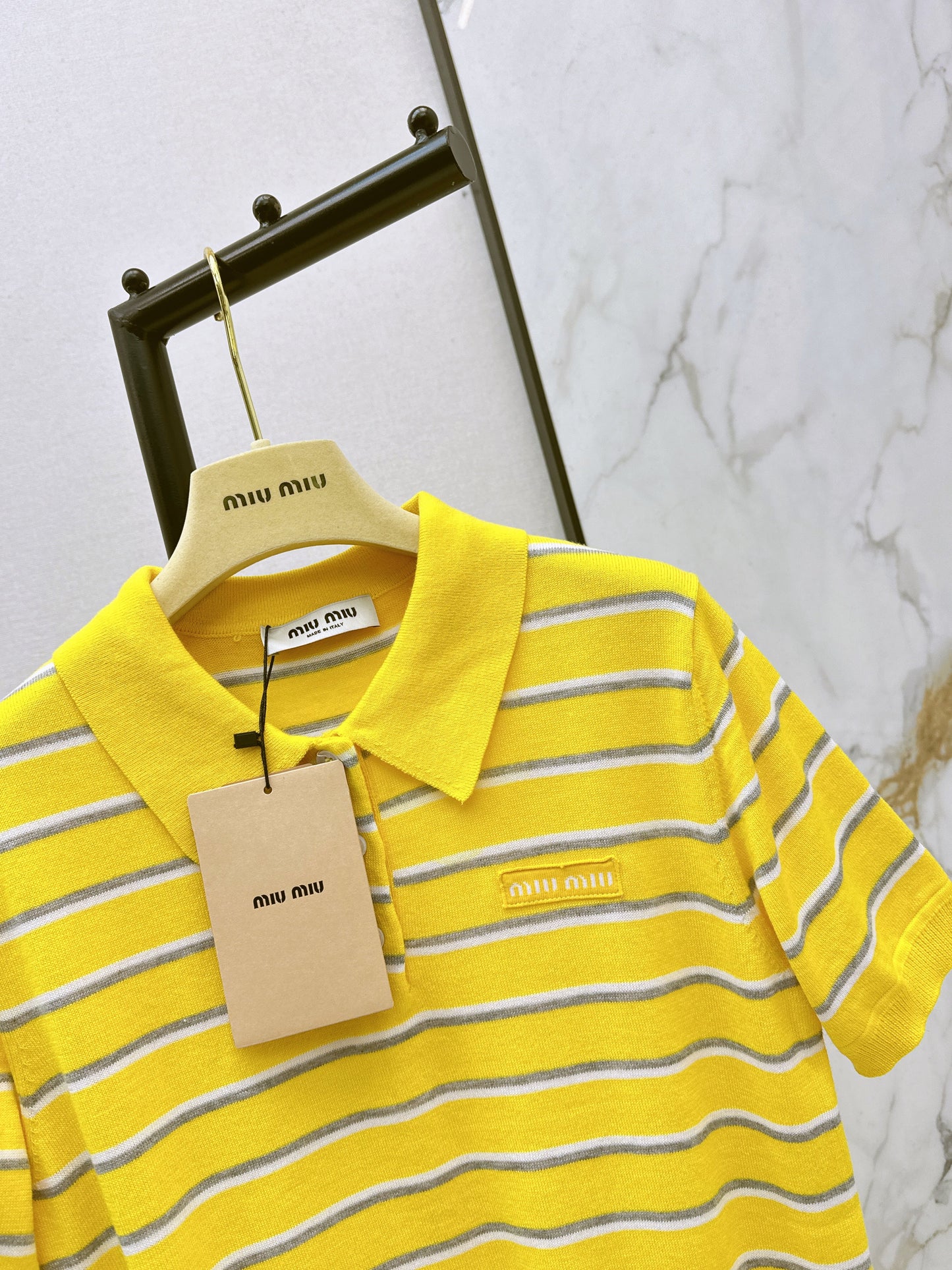 26SS NEUER gestreifter Polo-Strickpullover