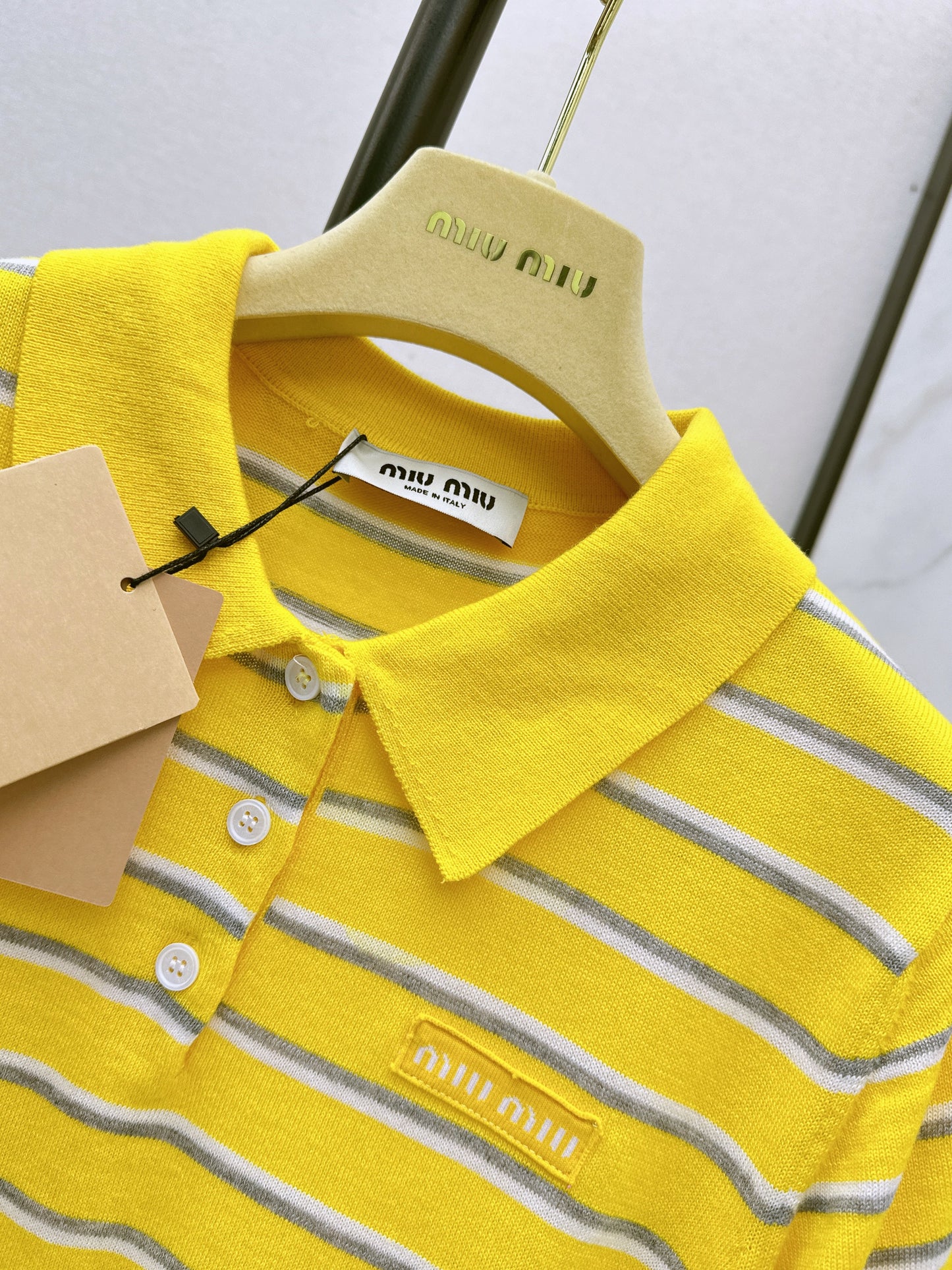 26SS NEUER gestreifter Polo-Strickpullover