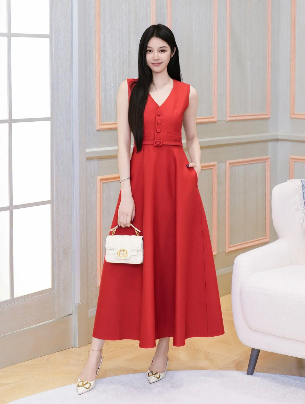 26SS NEW sleeveless back-bow cocktail dress