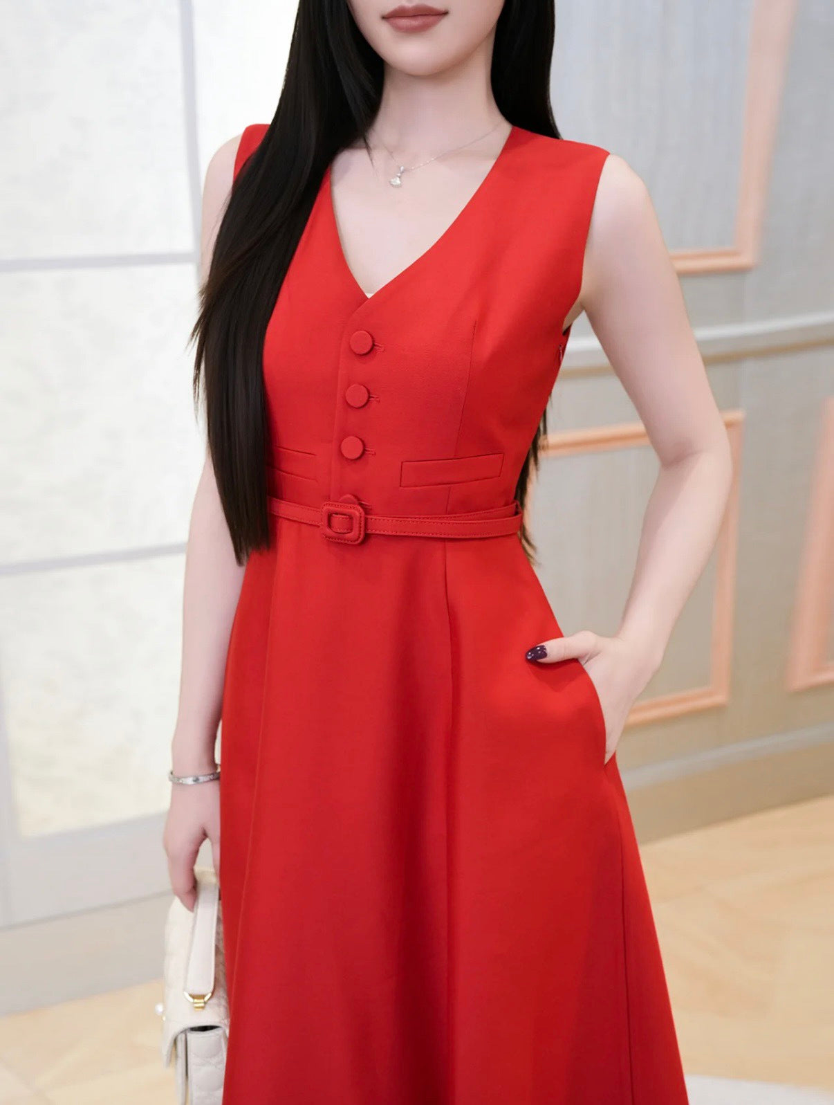 26SS NEW sleeveless back-bow cocktail dress