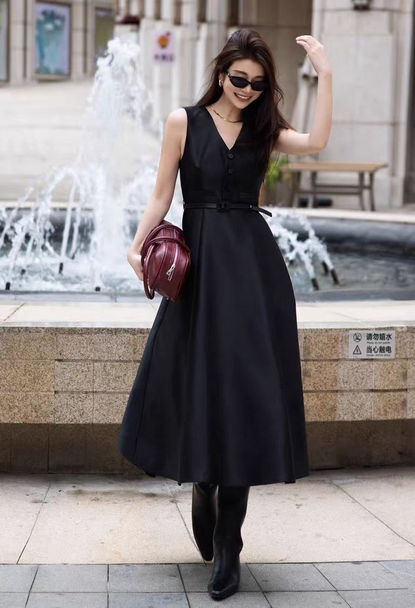 26SS NEW sleeveless back-bow cocktail dress