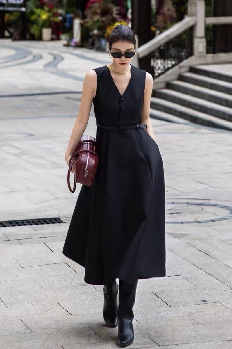 26SS NEW sleeveless back-bow cocktail dress