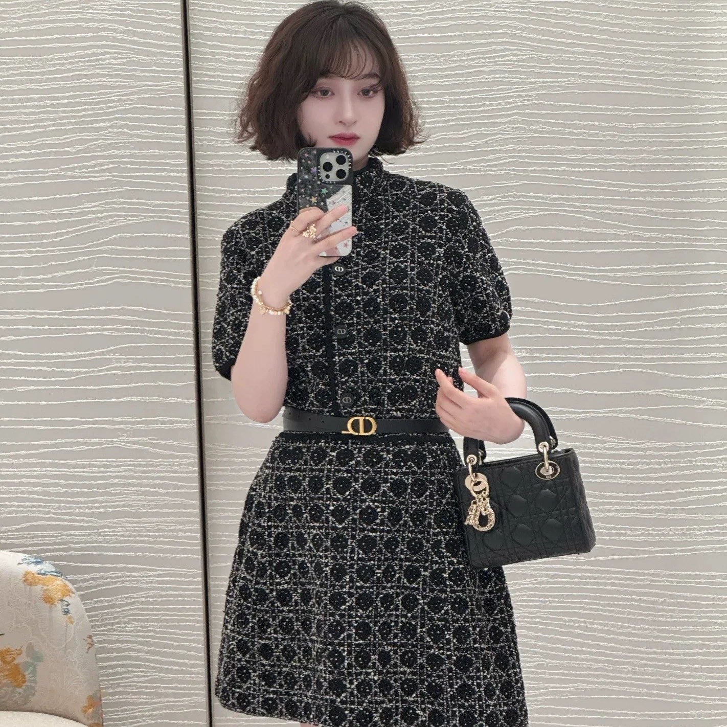 26SS NEW woven tweed dress