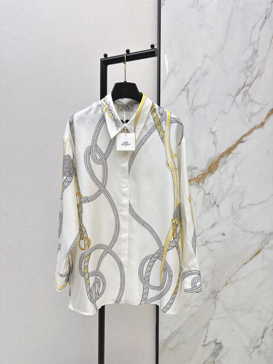 26SS NEUES Seidenhemd mit Blumenmuster