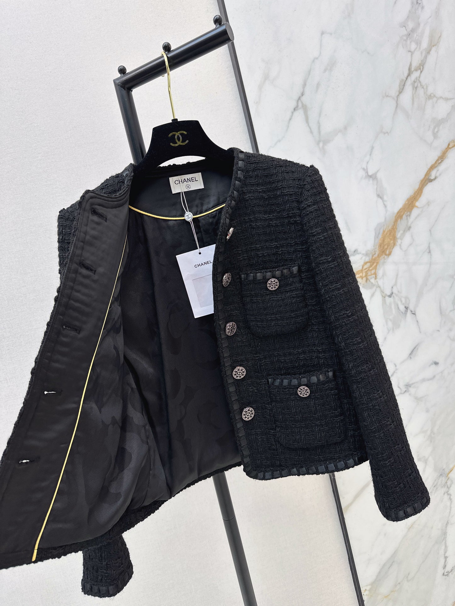 26SS NEUE gewebte Tweed-Jacke
