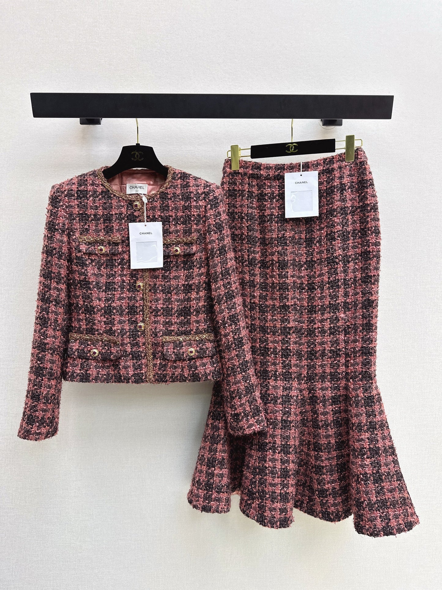 26SS NEW woven tweed jacket+mermaid skirt set