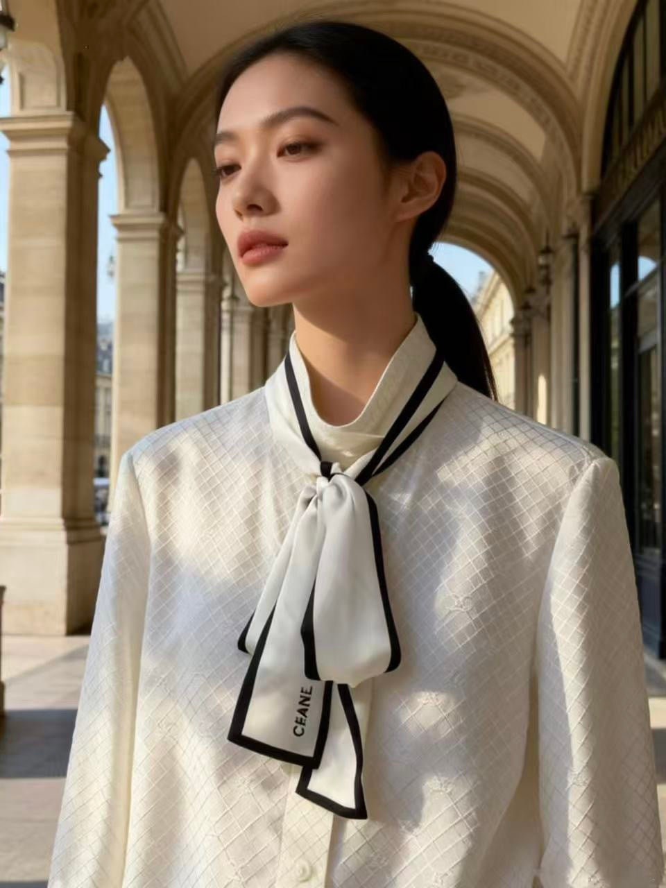 26SS NEW silk tie-neck shirts