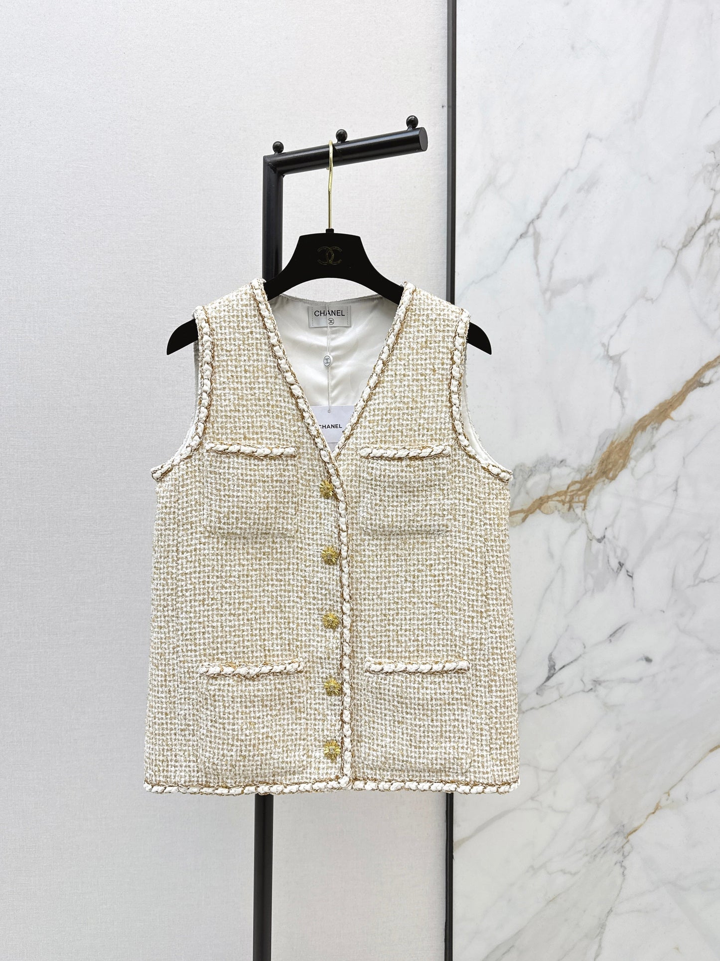 26SS NEW woven tweed vest