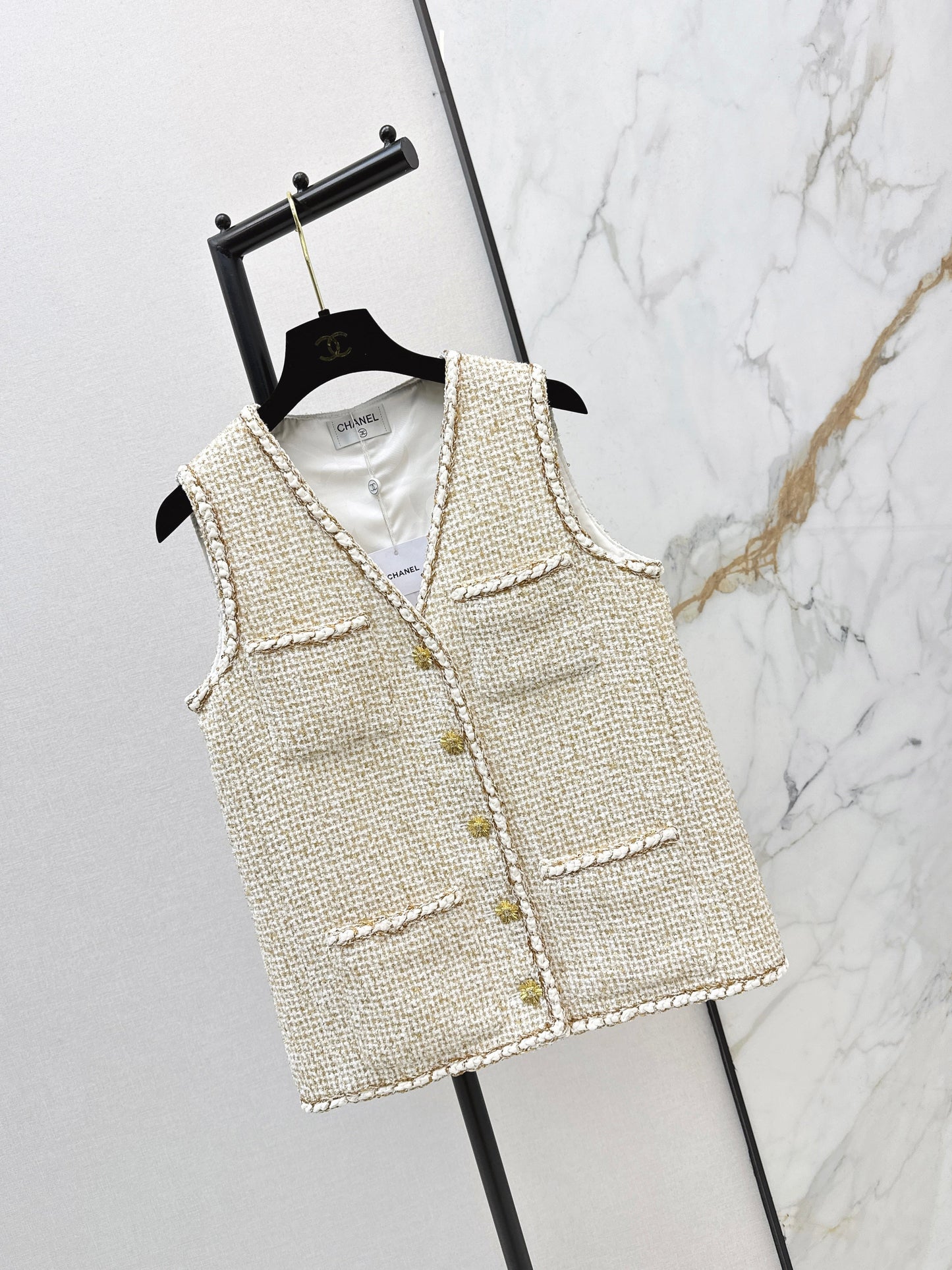 26SS NEW woven tweed vest