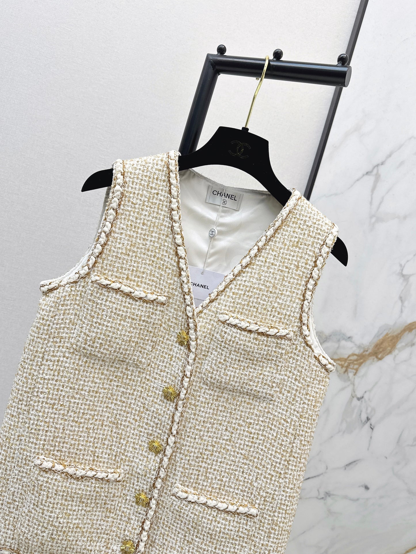 26SS NEW woven tweed vest