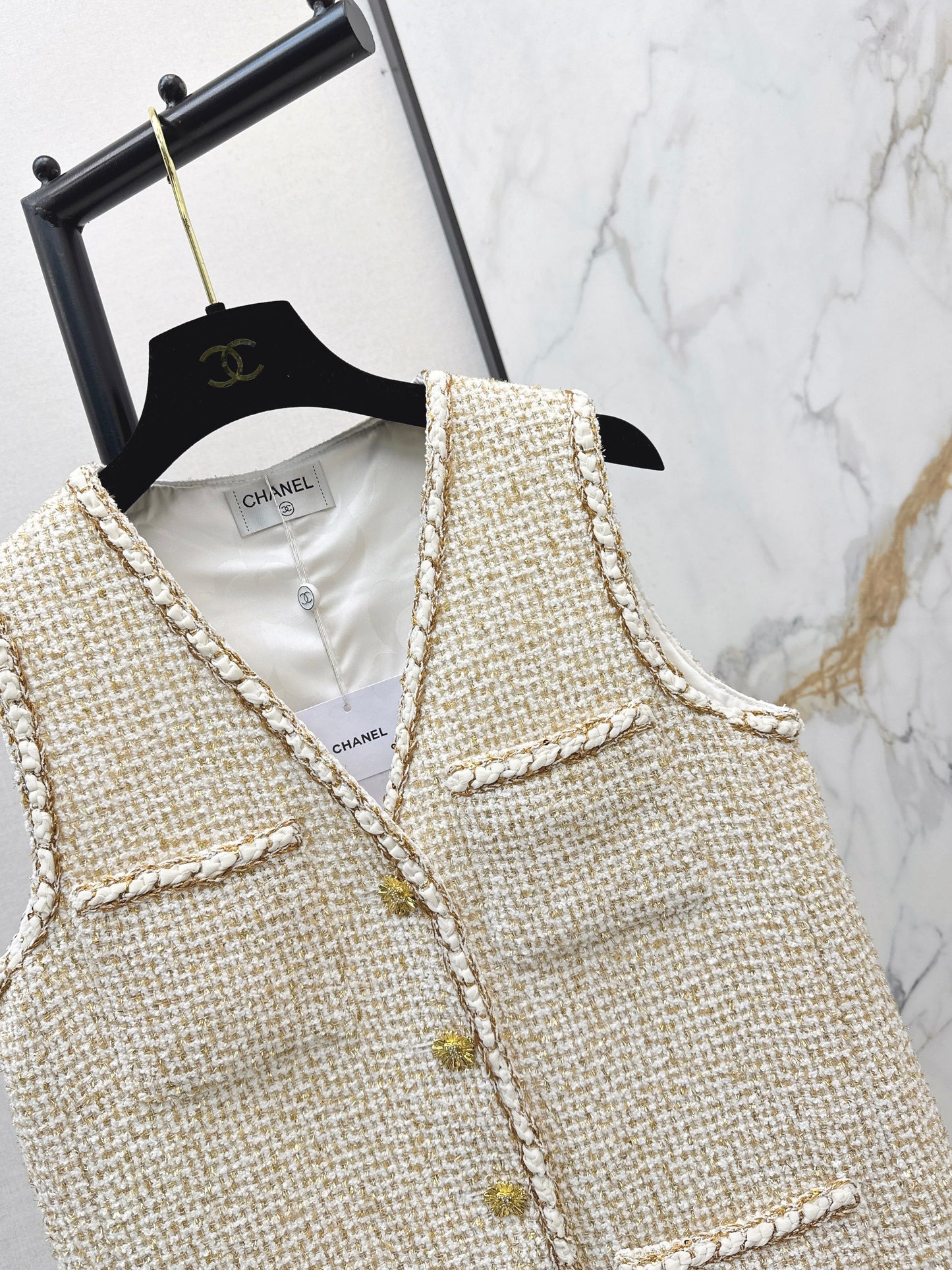 26SS NEW woven tweed vest