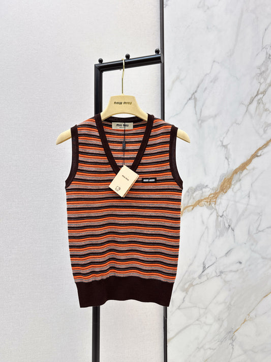 26SS NEW stripe sleeveless knitted vest