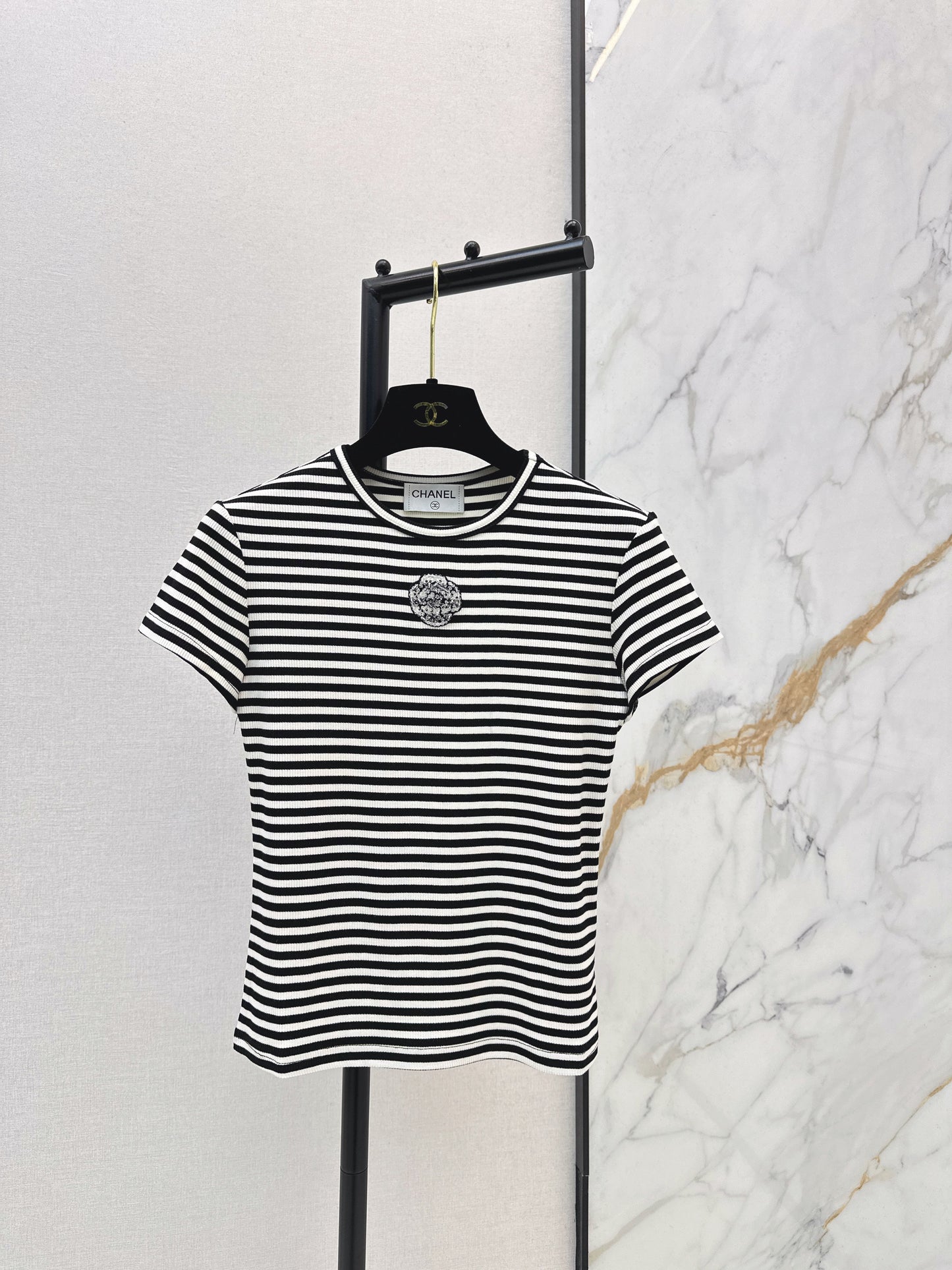 26SS NEW stripe beading t-shirts