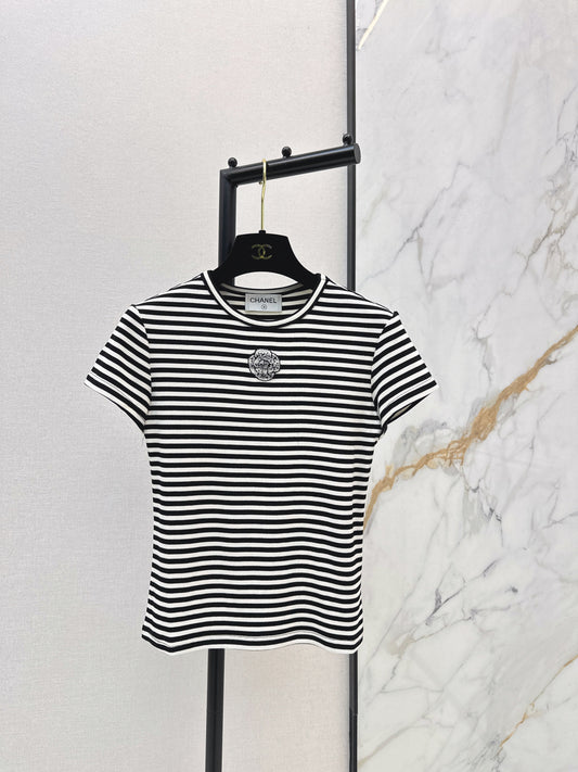 26SS NEW stripe beading t-shirts