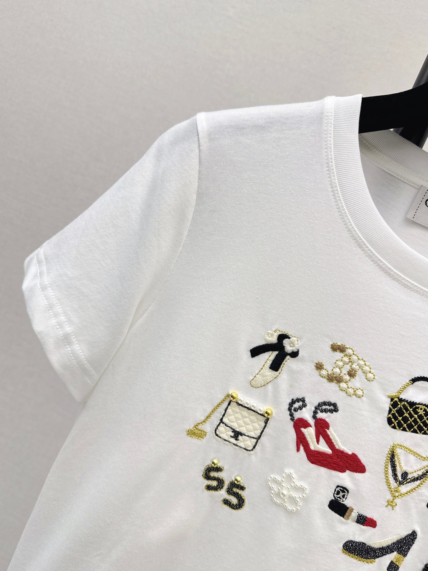26SS NEW vintage embroidery beading t-shirts