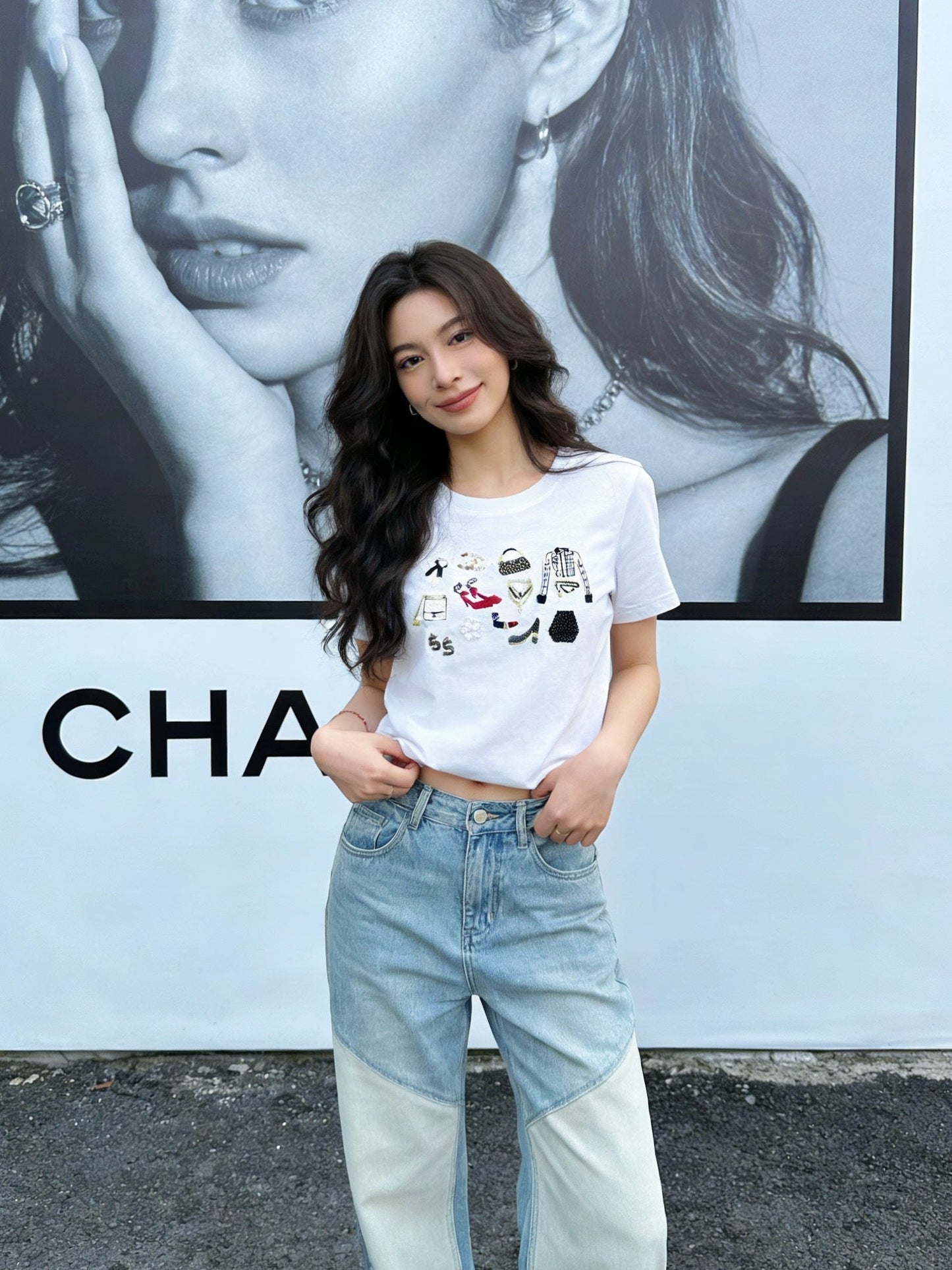 26SS NEW vintage embroidery beading t-shirts