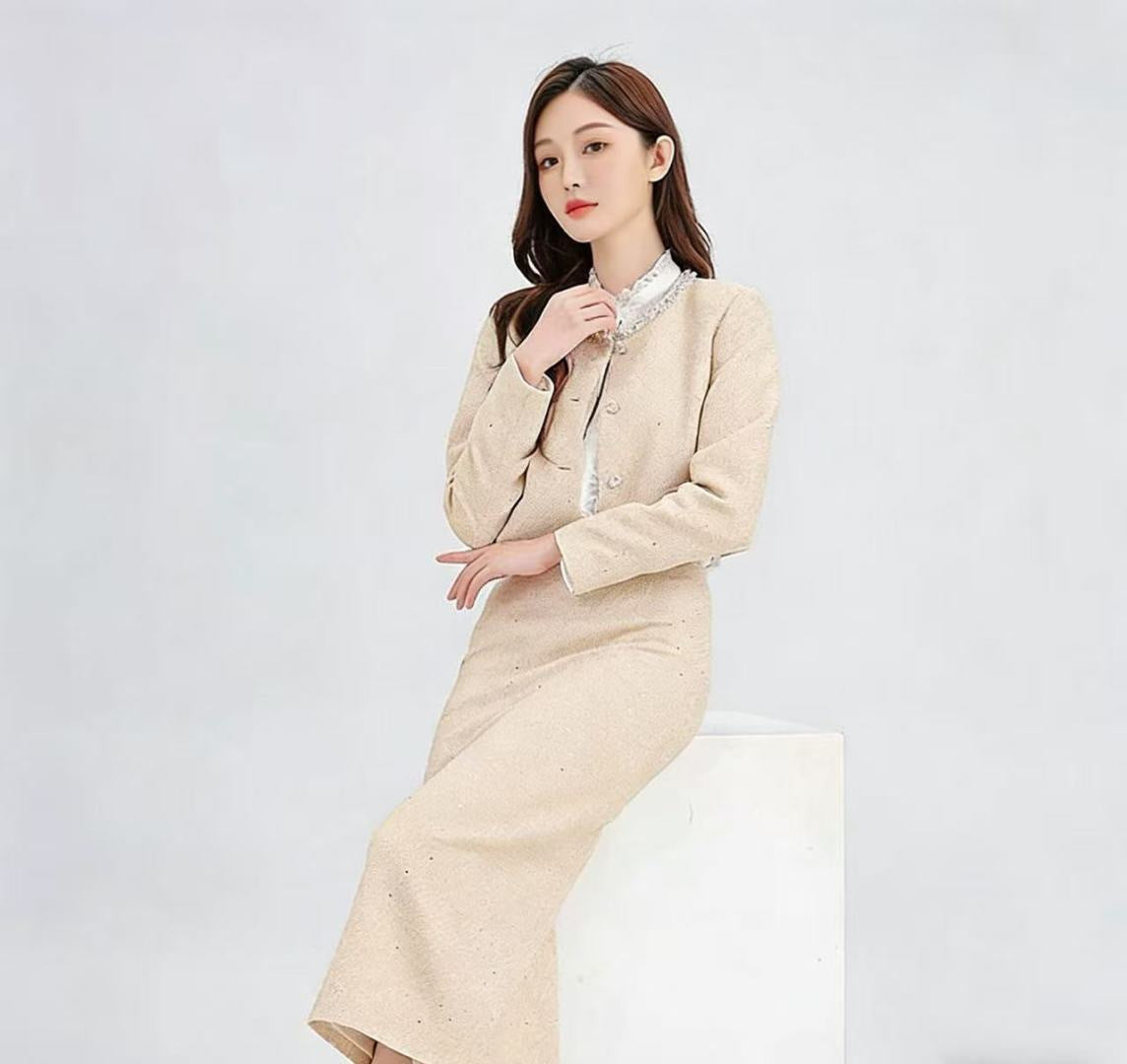 26SS NEW beading jacket skirts outfit sets