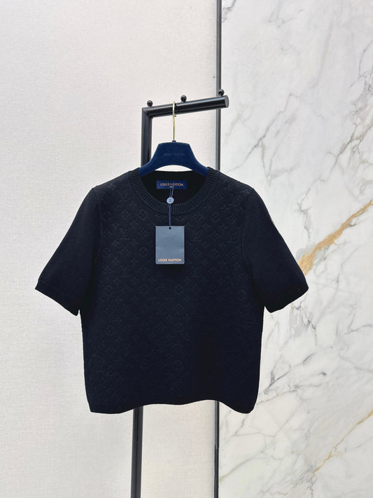 26SS NEW jacquard knitted short sleeve sweater