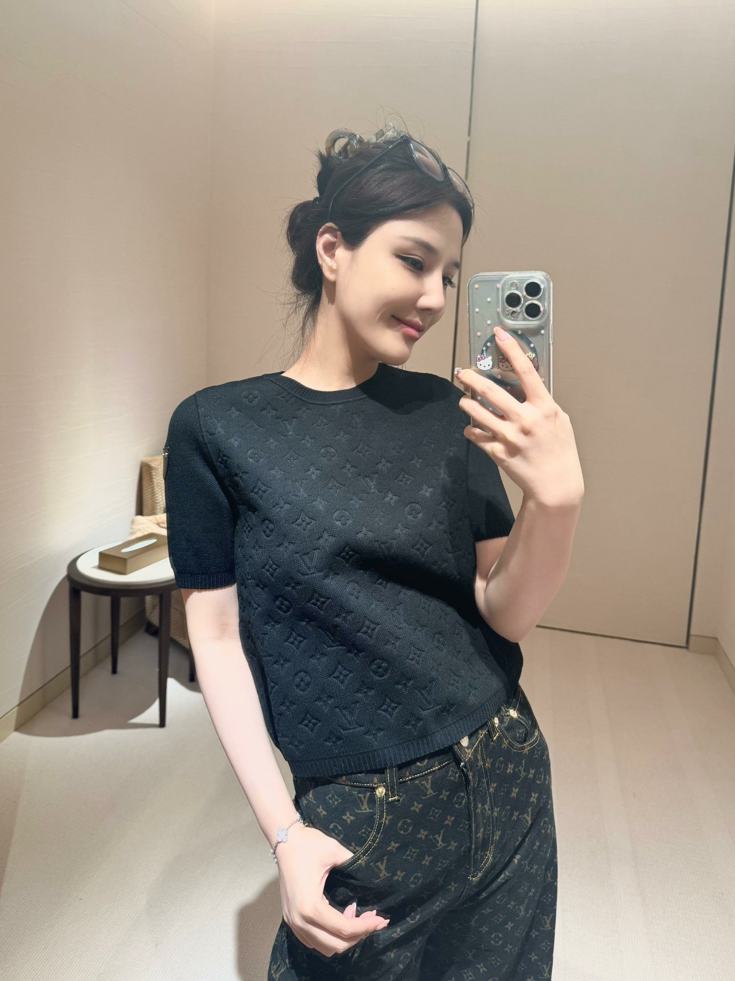 26SS NEW jacquard knitted short sleeve sweater