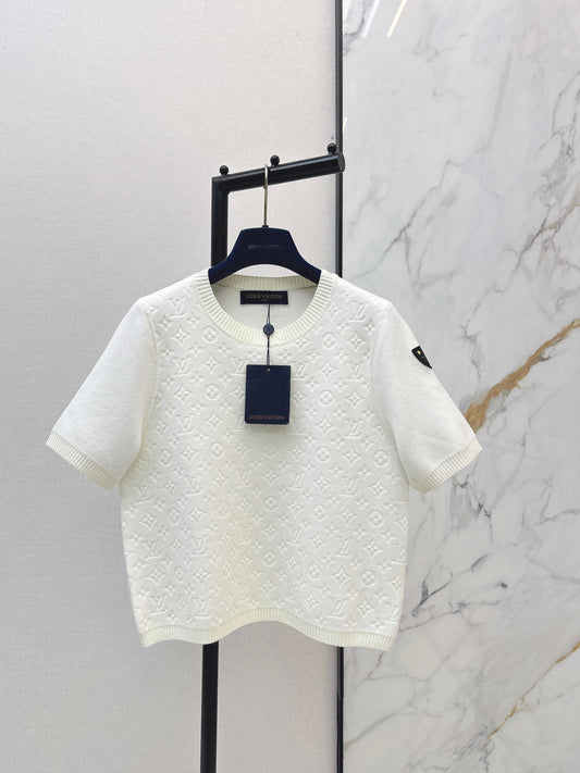 26SS NEW jacquard knitted short sleeve sweater