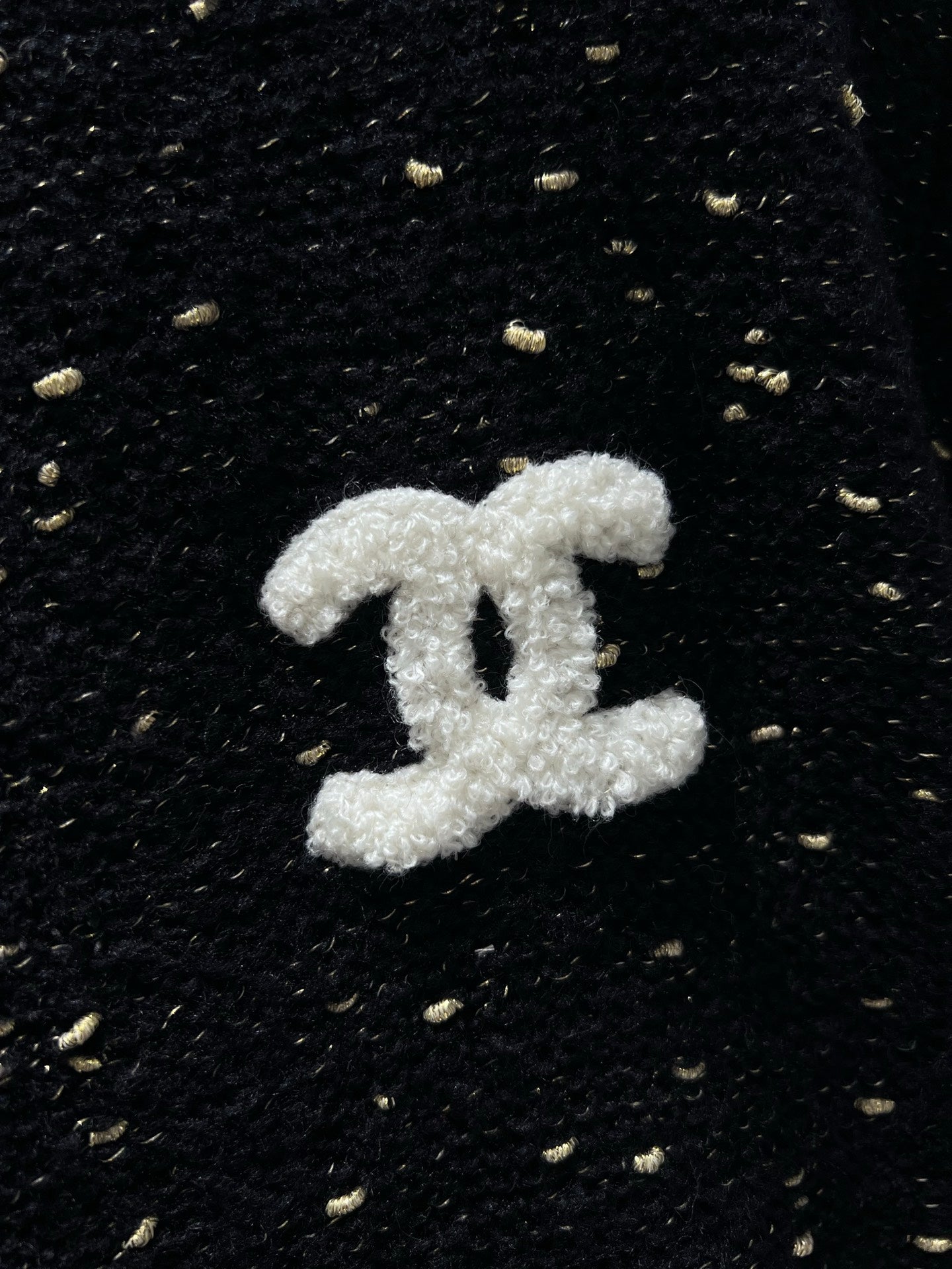26SS NEW Three-dimensional double C embroidered logo mixed color knitted cardigan