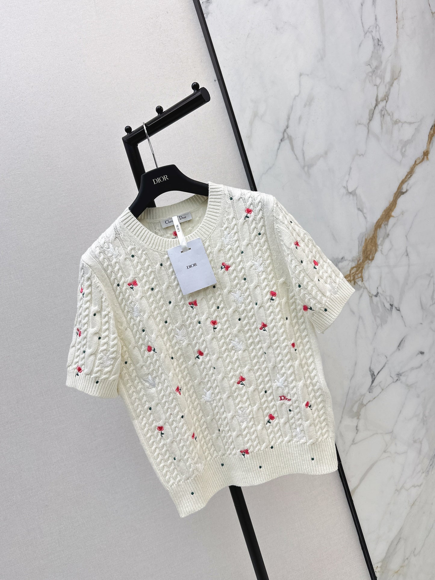 26SS NEW embroidery short sleeve knitwear