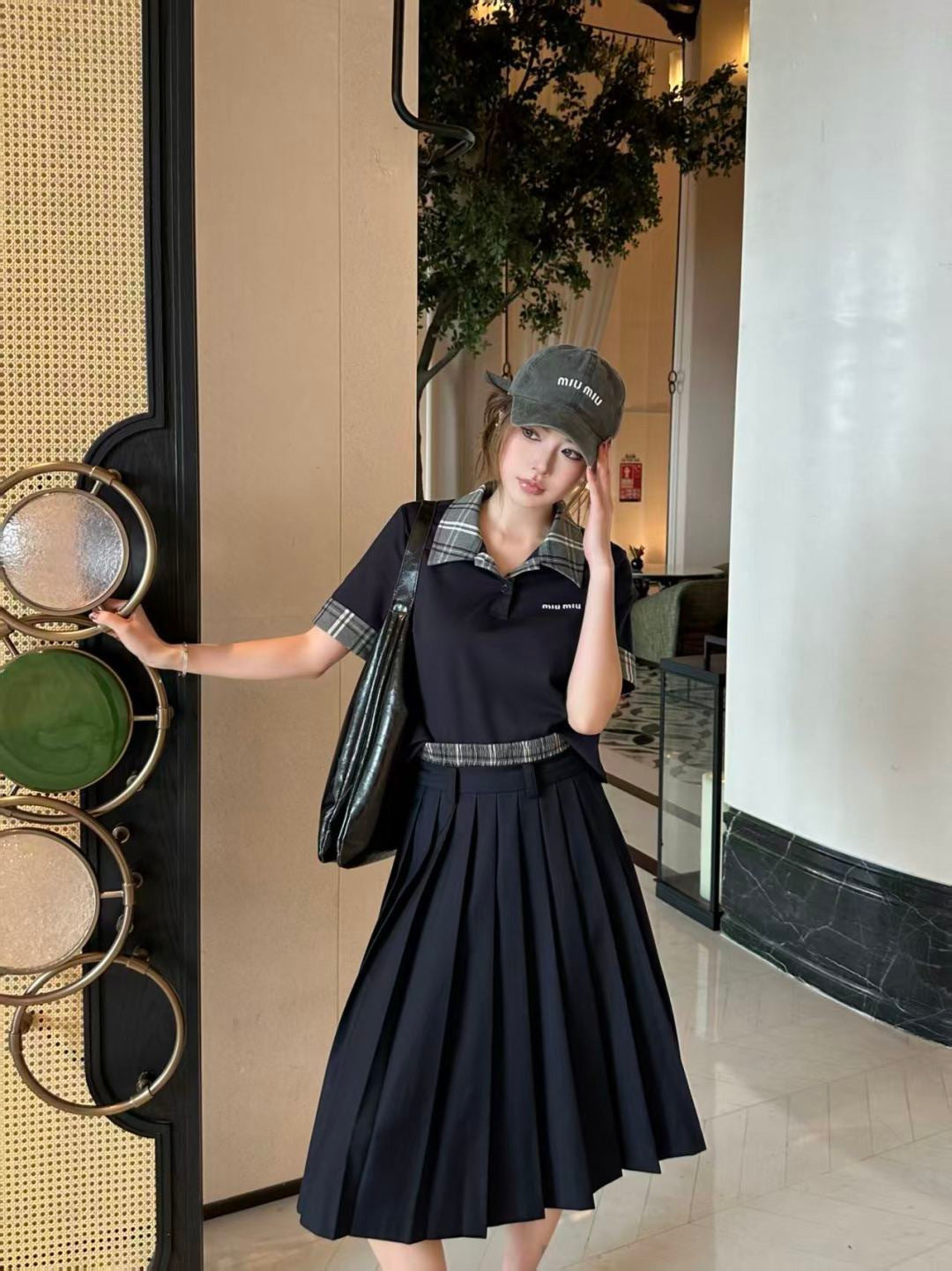 26SS NEW polo shirt+pleated skirts