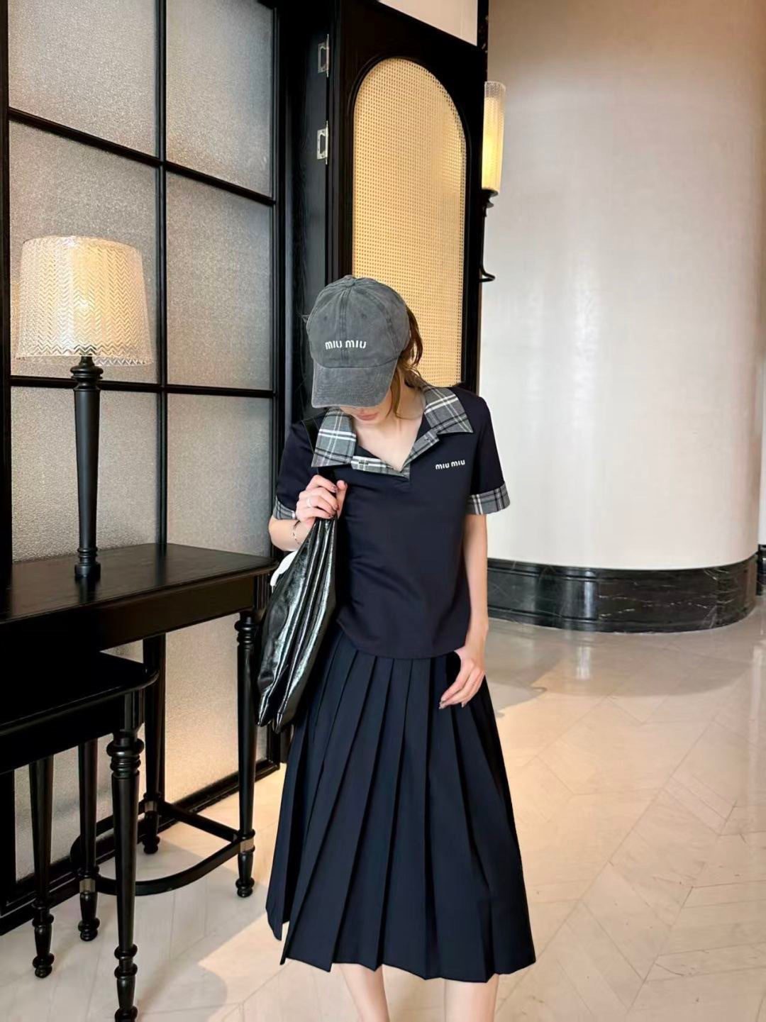 26SS NEW polo shirt+pleated skirts