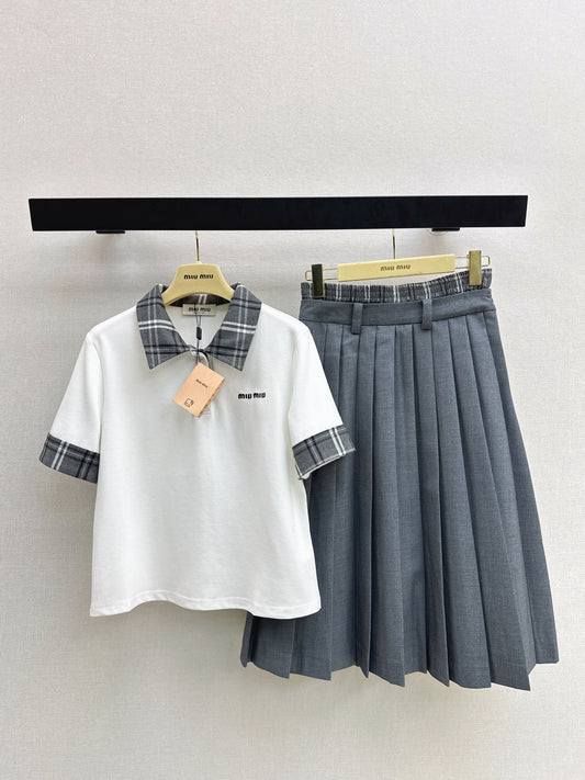 26SS NEW polo shirt+pleated skirts