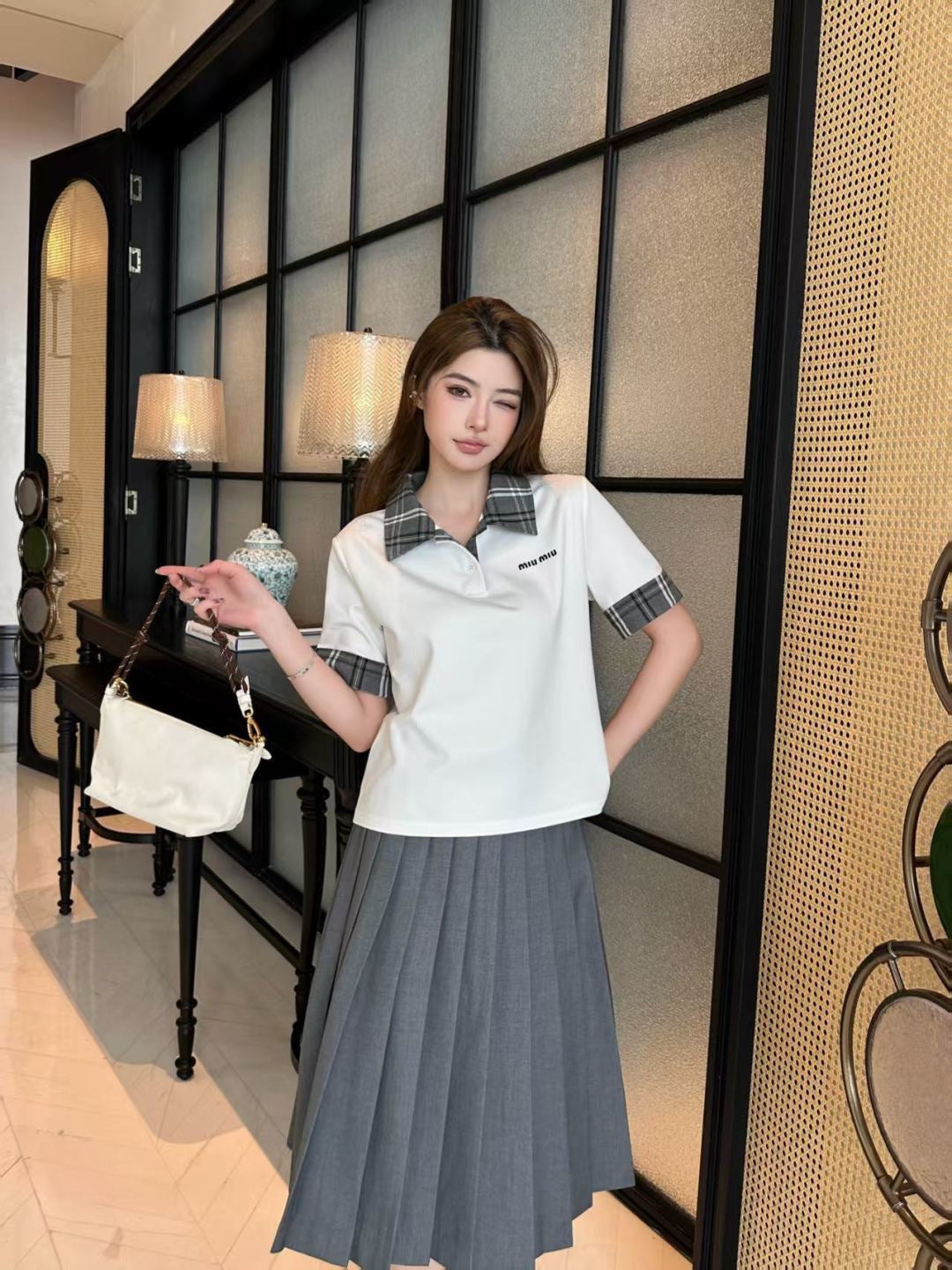 26SS NEW polo shirt+pleated skirts