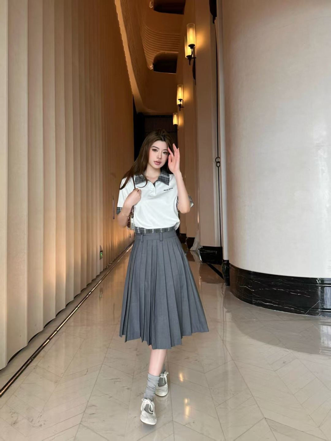 26SS NEW polo shirt+pleated skirts