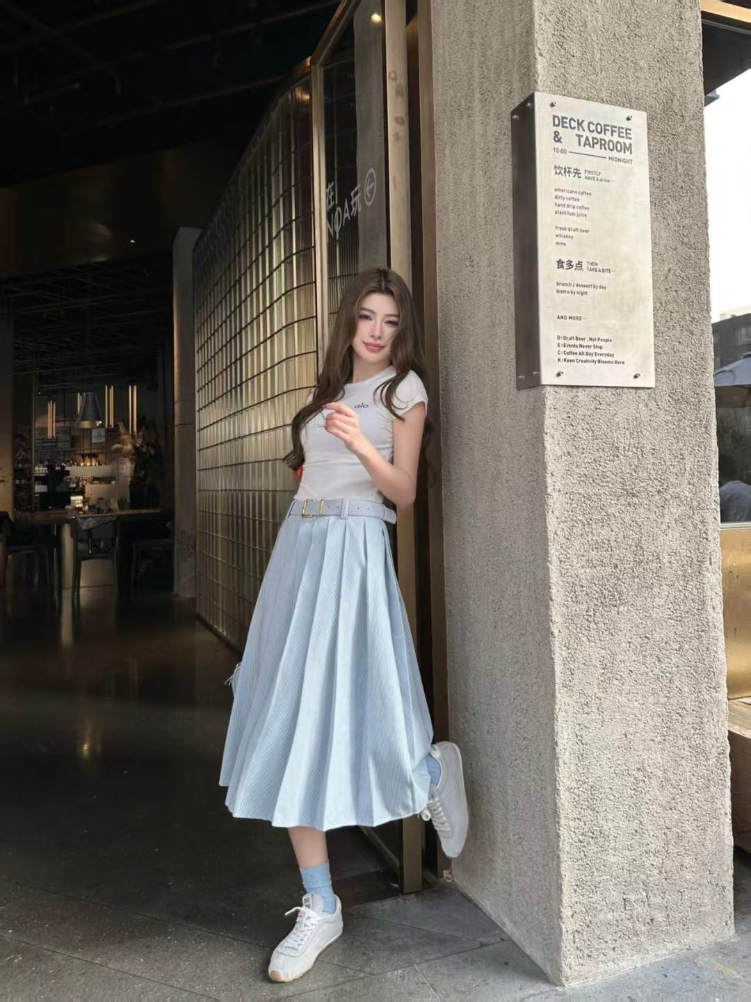 26SS NEW stripe pleated skirts