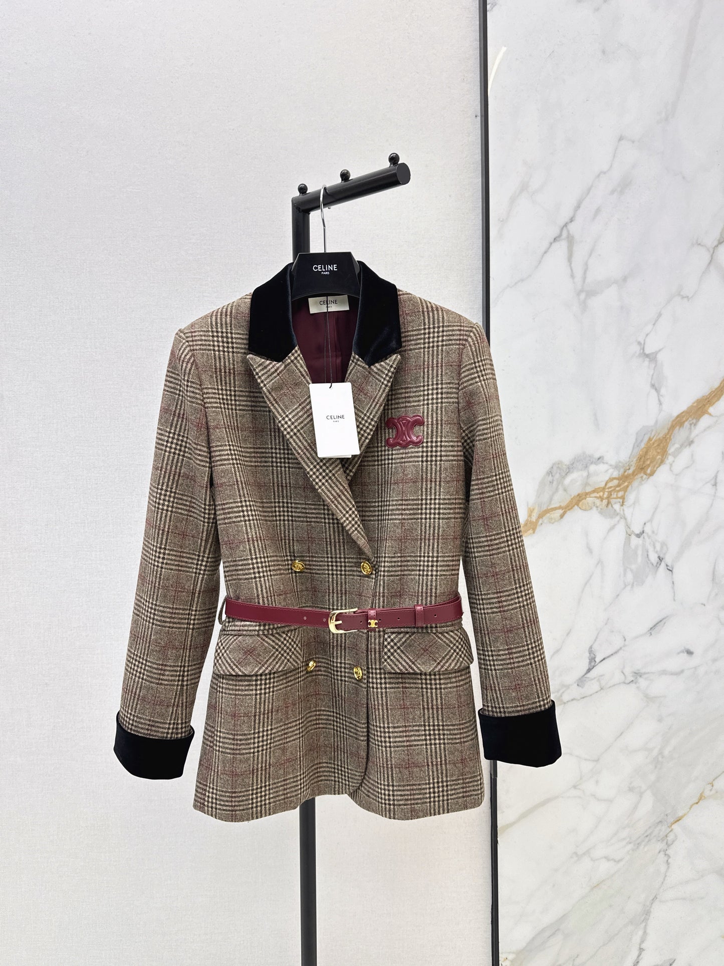 26SS NEW contract velvet check blazer