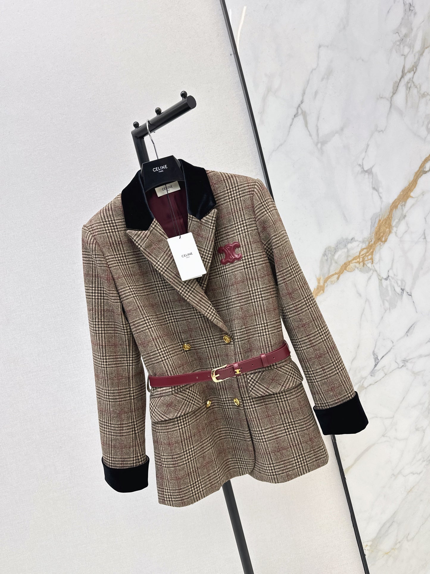 26SS NEW contract velvet check blazer