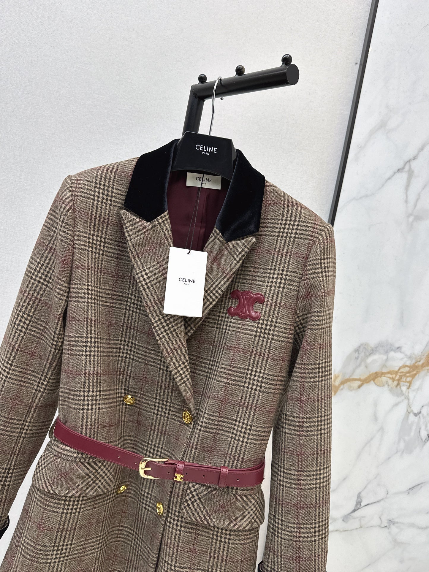26SS NEW contract velvet check blazer